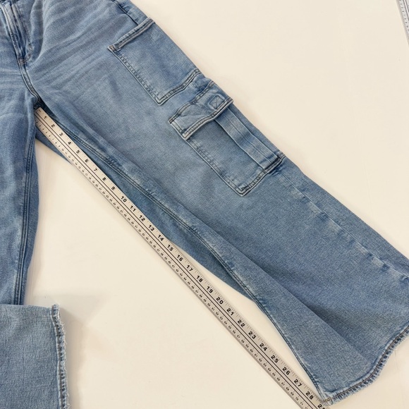 American Eagle Jeans Women 14 Curvy Super High Rise Wide Leg Baggy Cargo Stretch - Picture 3 of 8